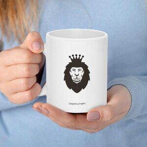 White Lion Crown Ceramic Mug